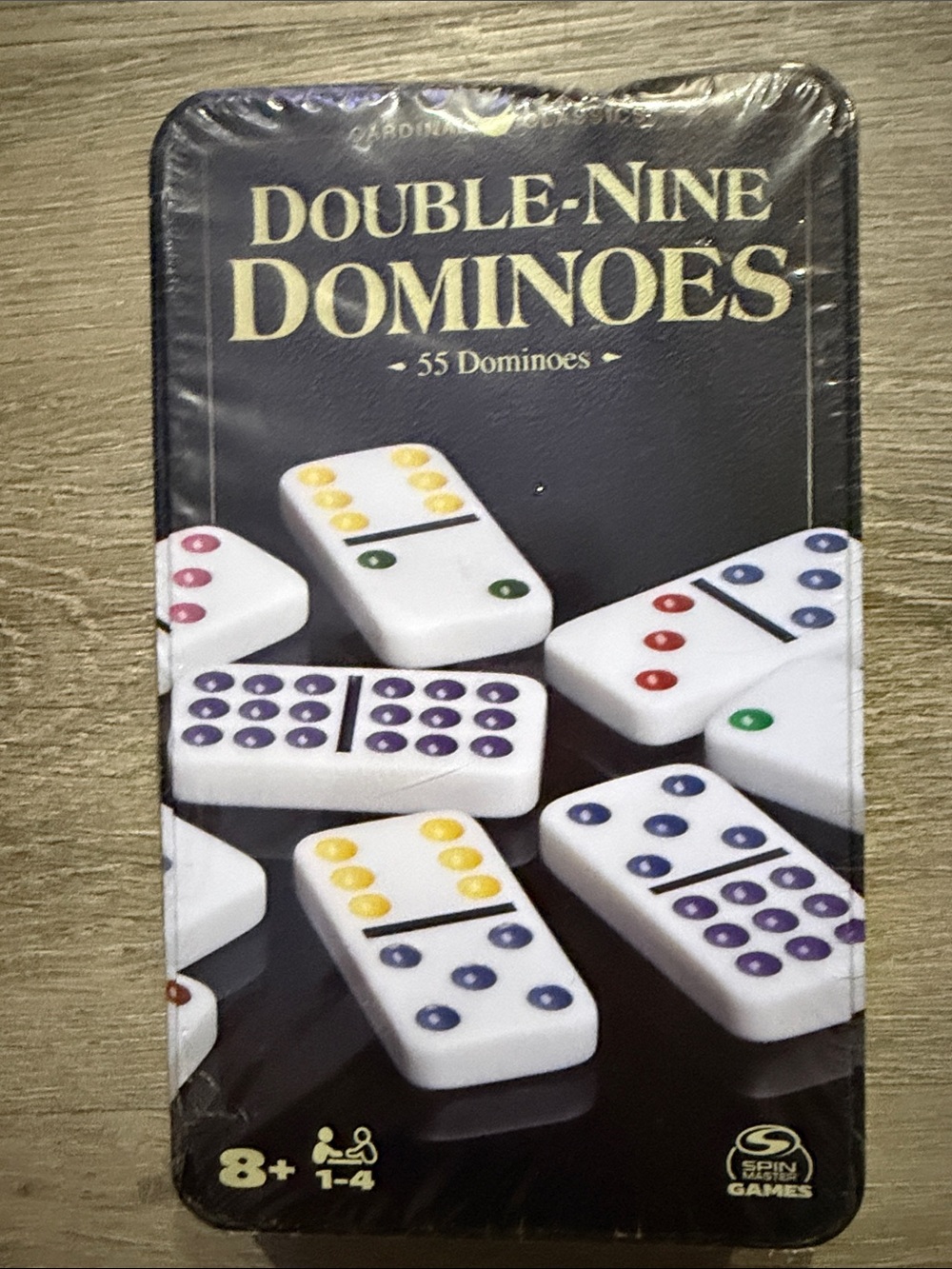 Spin Games Double-Nine Dominoes - White Tiles with Multicolor Pips
